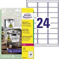 AVERY Zweckform Etiketten L4773-20 63,5 x 33,9 mm weiß PE Folie 4004182047736 AVERY Zweckform 480 Stück