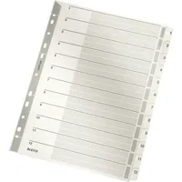 Leitz Kartonregister 4325-00-00, 1 bis 12, A4, 160 g/m², graue Taben, 12-teilig 4002432309306 Leitz