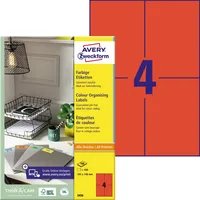 AVERY Zweckform Etiketten 3456, rot, 105x148mm, rechteckig 4004182034569 AVERY Zweckform 400 Stück