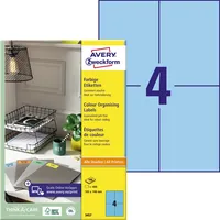 AVERY Zweckform Etiketten 3457, blau, 105x148mm, rechteckig 4004182034576 AVERY Zweckform 400 Stück