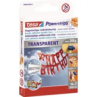 Tesa Klebestrips 58800-00012-03 Powerstrips TRANSPARENT, 16 Stück, 14,5x42mm (BxL), doppelseitig, wiederablösbar 4042448103895 Tesa 16 Stück