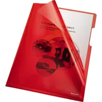 Bene Sichthüllen 205000RT, A4, rot, klar glatt, oben & rechts offen, 0,15mm 9003262130776 Bene 100 Stück
