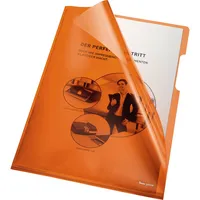 Bene Sichthüllen 205000OR, A4, orange, klar glatt, oben & rechts offen, 0,15mm 9003262130677 Bene 100 Stück