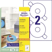 AVERY Zweckform L6015-25 CD DVD Etiketten Ø 117 mm weiß mit Zentrierhilfe 4004182060155 AVERY Zweckform 50 Stück