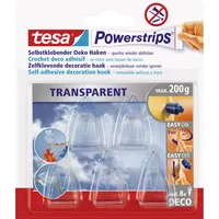 tesa Powerstrips TRANSPARENT Klebehaken für max. 200,0 g, 2,0 x 3,5 cm, 5 St.