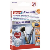 Tesa Klebestrips 58810-00000-20 Powerstrips TRANSPARENT, 8 Stück, 20x50mm (BxL), doppelseitig, wiederablösbar 4042448228161 Tesa 8 Stück