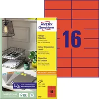 AVERY Zweckform Etiketten 3452, rot, 105x37mm, rechteckig 4004182034521 AVERY Zweckform 1600 Stück