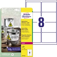 AVERY Zweckform Wetterfeste Etiketten, 99,1x67,7 mm, weiß, 8 Etiketten/ Blatt, permanent. 4004182048344 AVERY Zweckform 160 Stück