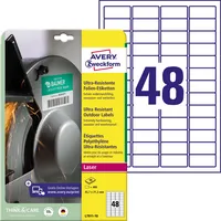 AVERY Zweckform Ultra-Resistente Folienetiketten 47 x 21,2 mm, weiß 4004182068083 AVERY Zweckform 480 Stück