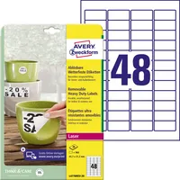 AVERY Zweckform Wetterfeste Folienetiketten, weiß, 45,7 x 21,2 mm, wiederablösbar 4004182067543 AVERY Zweckform 960 Stück