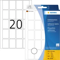 Herma Etiketten 2430, weiß, 22x32mm, rechteckig 4008705024303 Herma 640 Stück