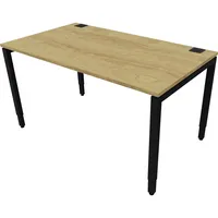 Schreibtisch 810074570 Rohr in Rohr-System 65-130cm (H) 140x80cm (BxT) rechteckig hickory   schwarz 5900978594929 Nowy Styl