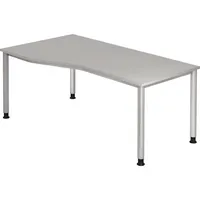 Hammerbacher Schreibtisch H-Serie, manuell höhenverstellbar, 68-81cm (H), 180x100cm (BxT), Freiform, grau / silber 4032062139431 Hammerbacher 3 Stück