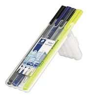 Staedtler Fineliner-Set triplus 334, 34SB4, schwarz, blau, grau, gelb (Schreibfarbe: 4-farbig sortiert), Fine-0,3mm, Kugelschr.-0,45mm, Dr