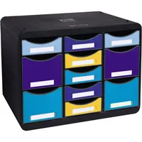 Exacompta Schubladenbox Bee Blue Multi Box, 11 Fächer, mehrfarbig, 7 kleine Schub- 9002498313724 Exacompta