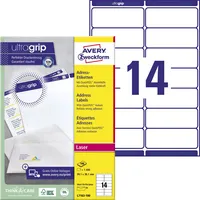 AVERY Zweckform Adress-Etiketten mit ultragrip, 99,1x38,1mm, weiß AVERY ZWECKFORM L7163-100 4004182471630 AVERY Zweckform 1400 Stück
