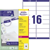 AVERY Zweckform L7162-100 Adress Etiketten 99,1 x 33,9 mm weiß QuickPeel 4004182471623 AVERY Zweckform 1600 Stück