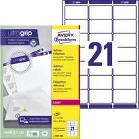 Avery Zweckform Adressetikett ultragrip 63,5 x 38,1 mm (B x H)