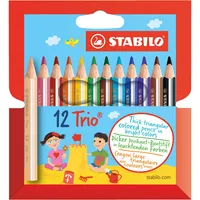 Stabilo Buntstifte-Set Trio dick und kurz 205/12-01, 12-farbig sortiert, 3-Kant-Schaft, Etui 3168070205125 Stabilo 12 Stück
