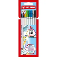 6 x Stabilo Premium-Filzstift mit Pinselspitze Pen 68 brush Etui VE=8