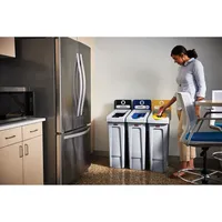 Rubbermaid Abfallsammelsystem SLIM JIM® RECYCLING 3 Sortierfächer schwarz, blau, gelb