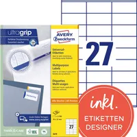 AVERY Zweckform Etiketten ultragrip 3479, weiß, 70x32mm, rechteckig 4004182034798 AVERY Zweckform 2700 Stück