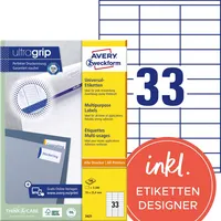 AVERY Zweckform Etiketten ultragrip 3421, weiß, 70x25,4mm, rechteckig 4004182034217 AVERY Zweckform 3300 Stück