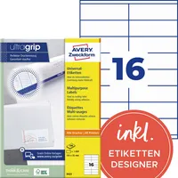 AVERY Zweckform Etiketten ultragrip 3423, weiß, 105x35mm, rechteckig 4004182034231 AVERY Zweckform 1600 Stück