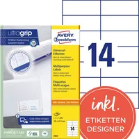 Avery Zweckform Universaletikett ultragrip 105 x 42,3 mm (B x H)