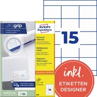 AVERY Zweckform Etiketten ultragrip 3669, weiß 70x50,8mm, rechteckig,  4004182036693 AVERY Zweckform 1500 Stück