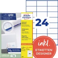 AVERY Zweckform Etiketten ultragrip 3490, weiß 70x36mm, rechteckig,  4004182034903 AVERY Zweckform 720 Stück