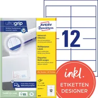 AVERY Zweckform Etiketten ultragrip 3659, weiß 97x42,3mm, rechteckig,  4004182036594 AVERY Zweckform 1200 Stück