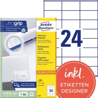 AVERY Zweckform Etiketten ultragrip 3475, weiß, 70x36mm, rechteckig 4004182034750 AVERY Zweckform 2400 Stück