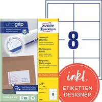 AVERY Zweckform Etiketten ultragrip 3660, weiß 97x67,7mm, rechteckig,  4004182036600 AVERY Zweckform 800 Stück