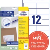 AVERY Zweckform Etiketten ultragrip 4781, weiß 97x42,3mm, rechteckig,  4004182047811 AVERY Zweckform 360 Stück