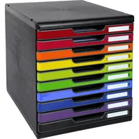 Exacompta Schubladenbox Modulo  2x rot, orange, gelb, 2x grün, 2x blau, violett, schwarz 302798D, DIN A4 mit 10 Schubladen, 1 St.