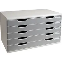 Exacompta Schubladenbox MODULO, mit 5 Schubladen, A3q, lichtgrau/steingrau 9002493420601 Exacompta