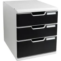 Exacompta Schubladenbox Modulo 325014D lichtgrau/schwarz 3 Schubladen geschlossen 9002493421882 Exacompta