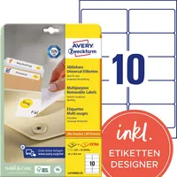 AVERY Zweckform Etiketten L4744REV-25, weiß 96x50,8mm, rechteckig,  4004182047446 AVERY Zweckform 300 Stück