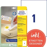 AVERY Zweckform Etiketten L4735REV-25, weiß 210x297mm, rechteckig,  4004182047354 AVERY Zweckform 30 Stück