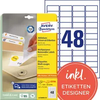 AVERY Zweckform Etiketten L4736REV-25, weiß 45,7x21,2mm, rechteckig,  4004182047361 AVERY Zweckform 1440 Stück