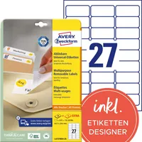 AVERY Zweckform Etiketten L4737REV-25, weiß 63,5x29,6mm, rechteckig,  4004182047378 AVERY Zweckform 810 Stück