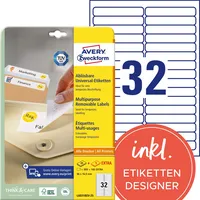 AVERY Zweckform Etiketten L6031REV-25, weiß 96x16,9mm, rechteckig,  4004182060315 AVERY Zweckform 800 Stück