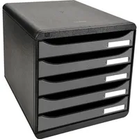 Exacompta Schubladenbox BIG-BOX PLUS  silber 309738D, DIN A4 mit 5 Schubladen, 1 St.