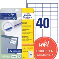 AVERY Zweckform Etiketten ultragrip 4780, weiß 48,5x25,4mm, rechteckig,  4004182047804 AVERY Zweckform 1200 Stück