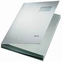 Leitz Unterschriftenmappe 5700 A4 Kunststoff lichtgrau mit Einsteckschild 20 Fächer 4002432317806 Leitz