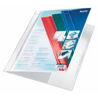 Leitz Schnellhefter Exquisit 4193-00-01, A4+, weiß, Polyvinylchlorid (PVC), 80g, Vorderdeckel transparent 4002432341160 Leitz