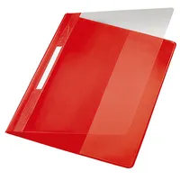 Leitz Schnellhefter Exquisit 4194-00-25, A4+, rot, Polyvinylchlorid (PVC), 80g, Vorderdeckel transparent 4002432308637 Leitz