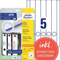 AVERY Zweckform Rückenschilder ultragrip L4758-25, weiß, schmal/lang, 38x297mm, selbstklebend, permanent  4004182047583 AVERY Zweckform 150 Stück