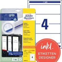 AVERY Zweckform Rückenschilder ultragrip L6061-25, weiß, breit/kurz, 59x192mm, selbstklebend, permanent  4004182060612 AVERY Zweckform 100 Stück